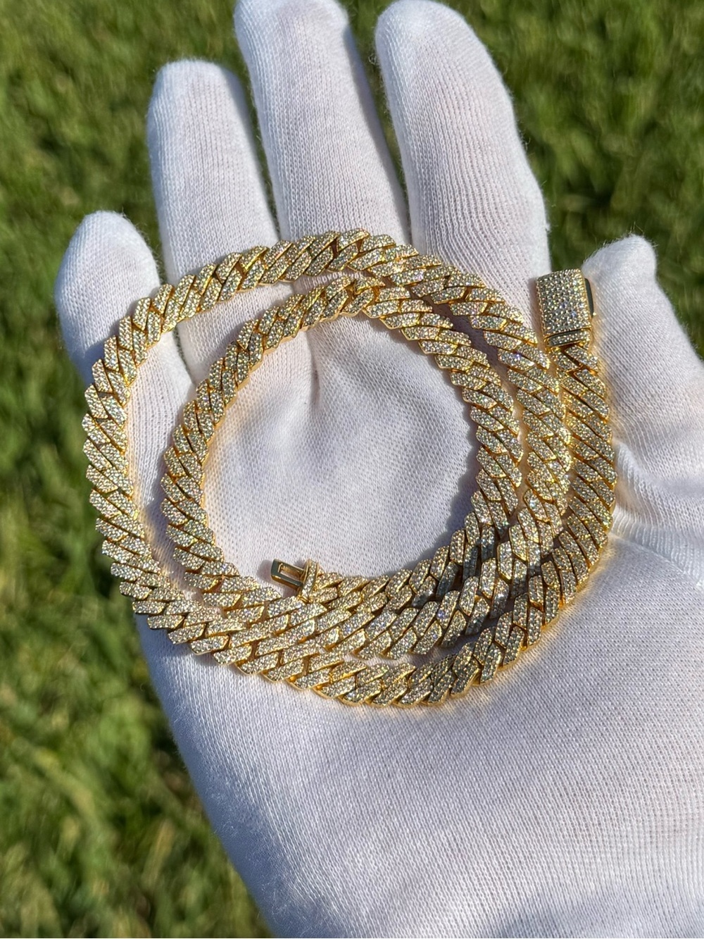 18k Gold Plated, 925 Silver, 9.OCTW Moissanite Square Miami Cuban Chain - 22”